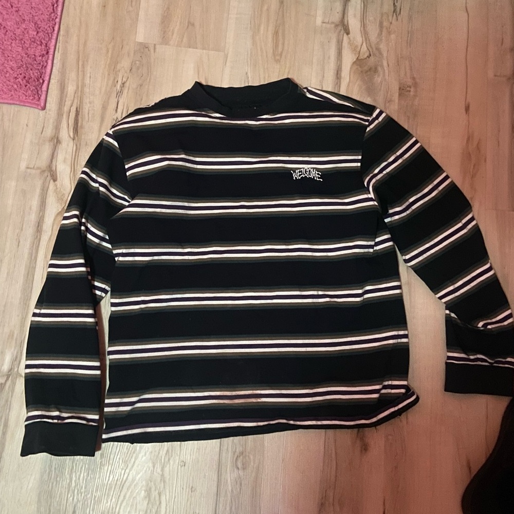 Black Striped Crewneck Sweater